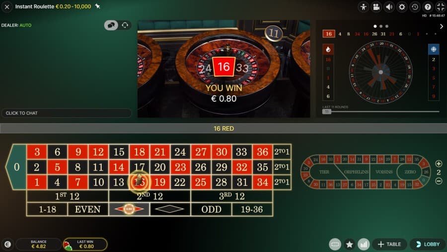 Instant Roulette Live split screen