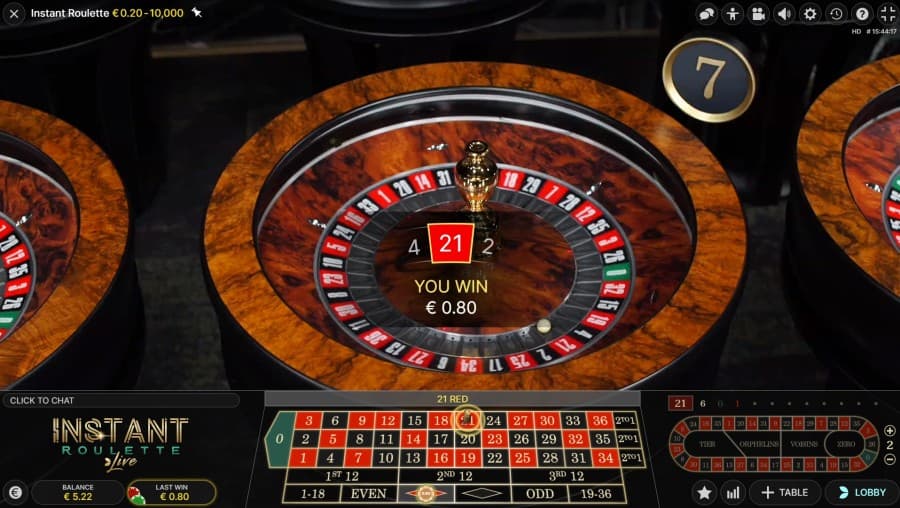 Live Instant Roulette win